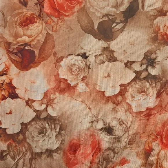 💟 NWT Rebellious Dreamer Brown Orange Floral Lace Mesh Babydoll Blouse Medium - Picture 6 of 9